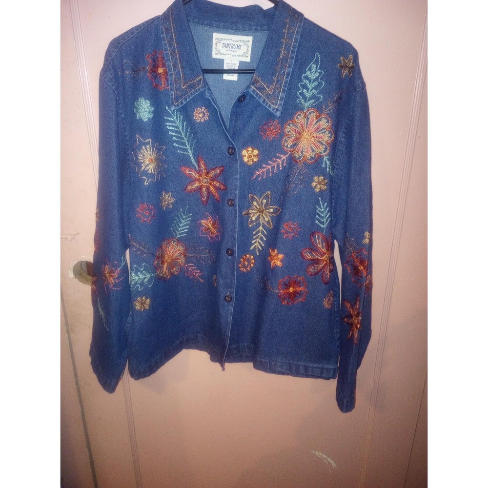 Tantrums‎ Vintage Denim Shacket Large Floral